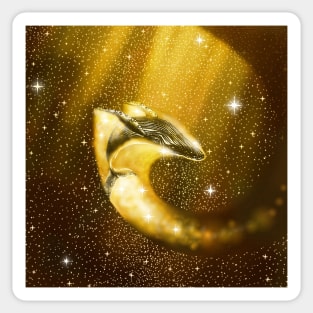 starry whale in golden space Sticker
